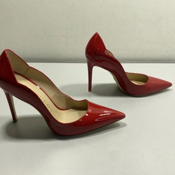 NEW STUART WEITZMAN Women’s Power Pumps Red Patent Leather Size 8.5C Pointed Toe - Picture 11 of 12